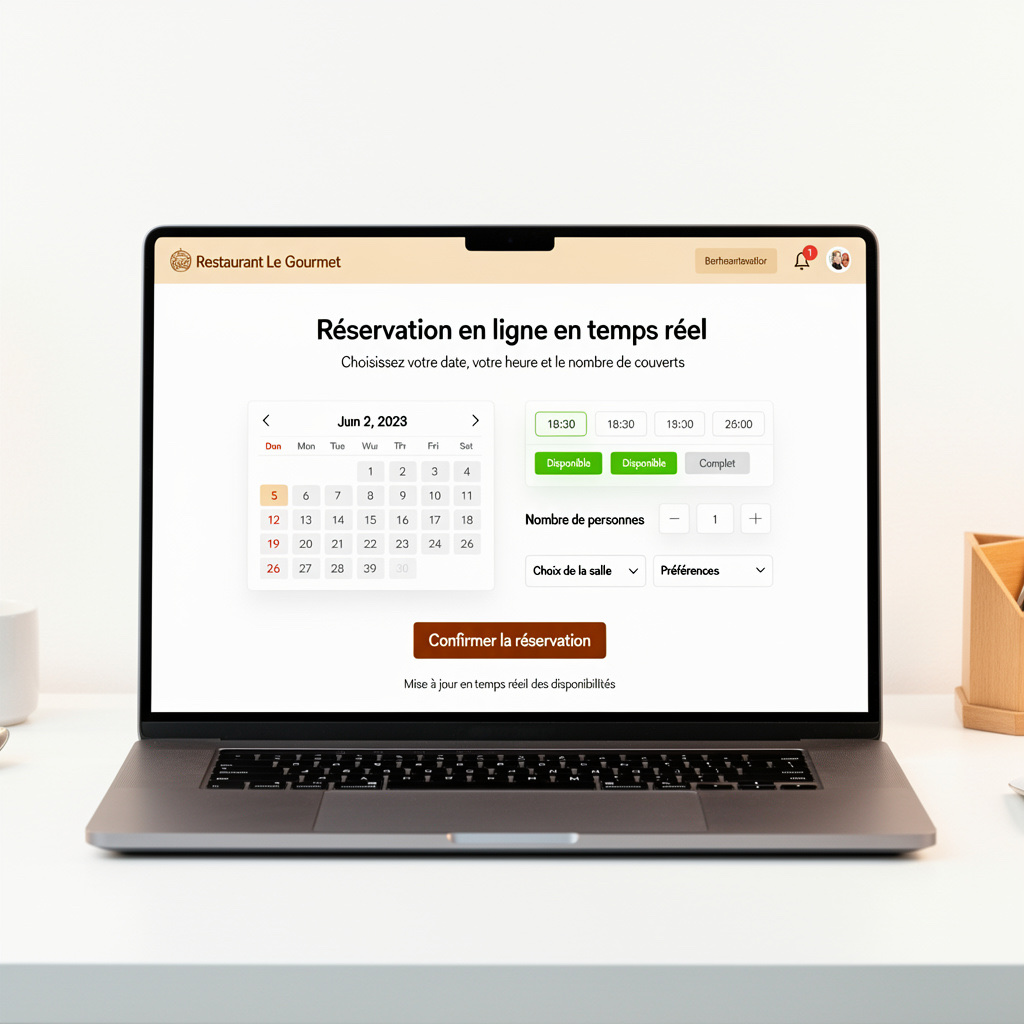 Interface de réservation en ligne en temps réel pour restaurant